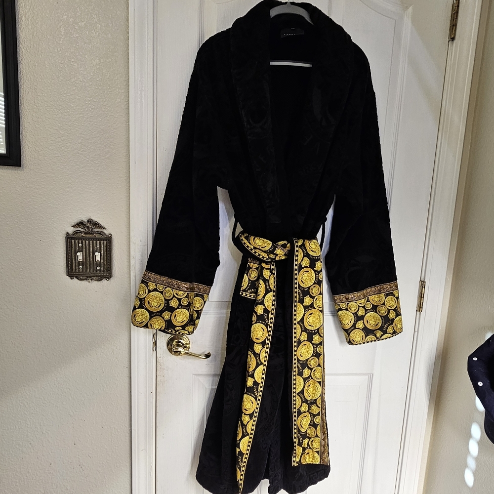 Versace Black and Gold Elegant Coat